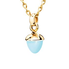 Gelbgold, Halsschmuck, Tamara Comolli MIKADO Anhänger Bouquet Aqua Chalcedon P-MB-ChAq-yg