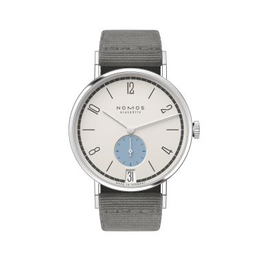 Unisex, Handaufzug, NOMOS Glashütte Tangente 38 Datum Schneesturm 