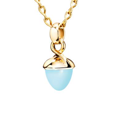 Halsschmuck, Gelbgold, Tamara Comolli MIKADO Anhänger Bouquet Aqua Chalcedon